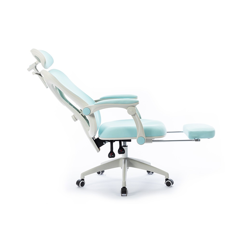 How does the backrest of an adjustable ergonomic chair fit the natural curve of the spine?